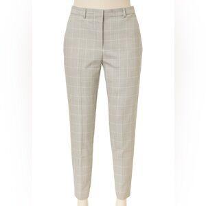 Theory grey plaid wool blend ankle dress pants, size 10